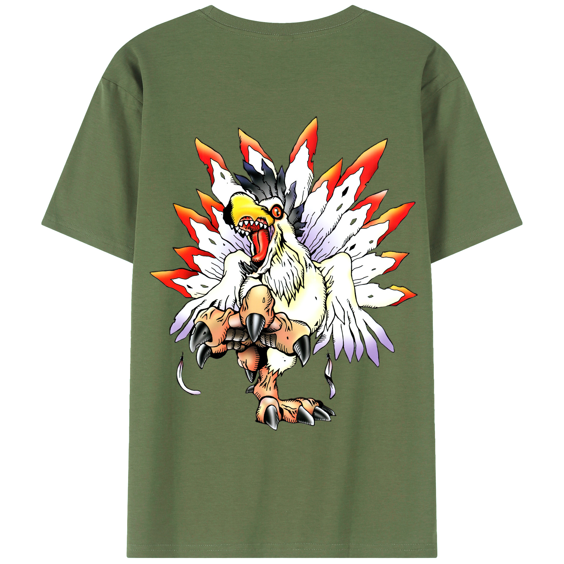 （画像用） Digimon デジタルモンスター/デジモン 綿100％ メンズ半袖Tシャツ（バックプリント） 通気性